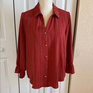 Adrienne Vittadini Brick Red Button-Down Shirt